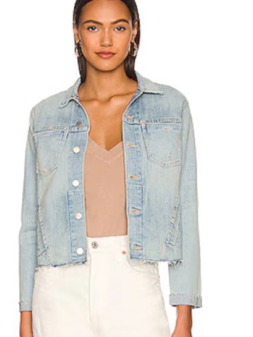 NWOT Unworn L'AGENCE Washed Light Blue Denim Jacket Janelle Indio slim small